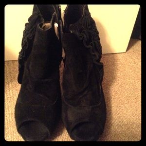 Bakers Peep Toe Suede Ankle Booties